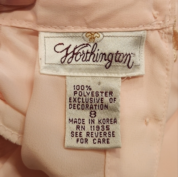 Vintage Worthington Womens's Light Pink Blouse with Lace detail, size 8 - Picture 10 of 12